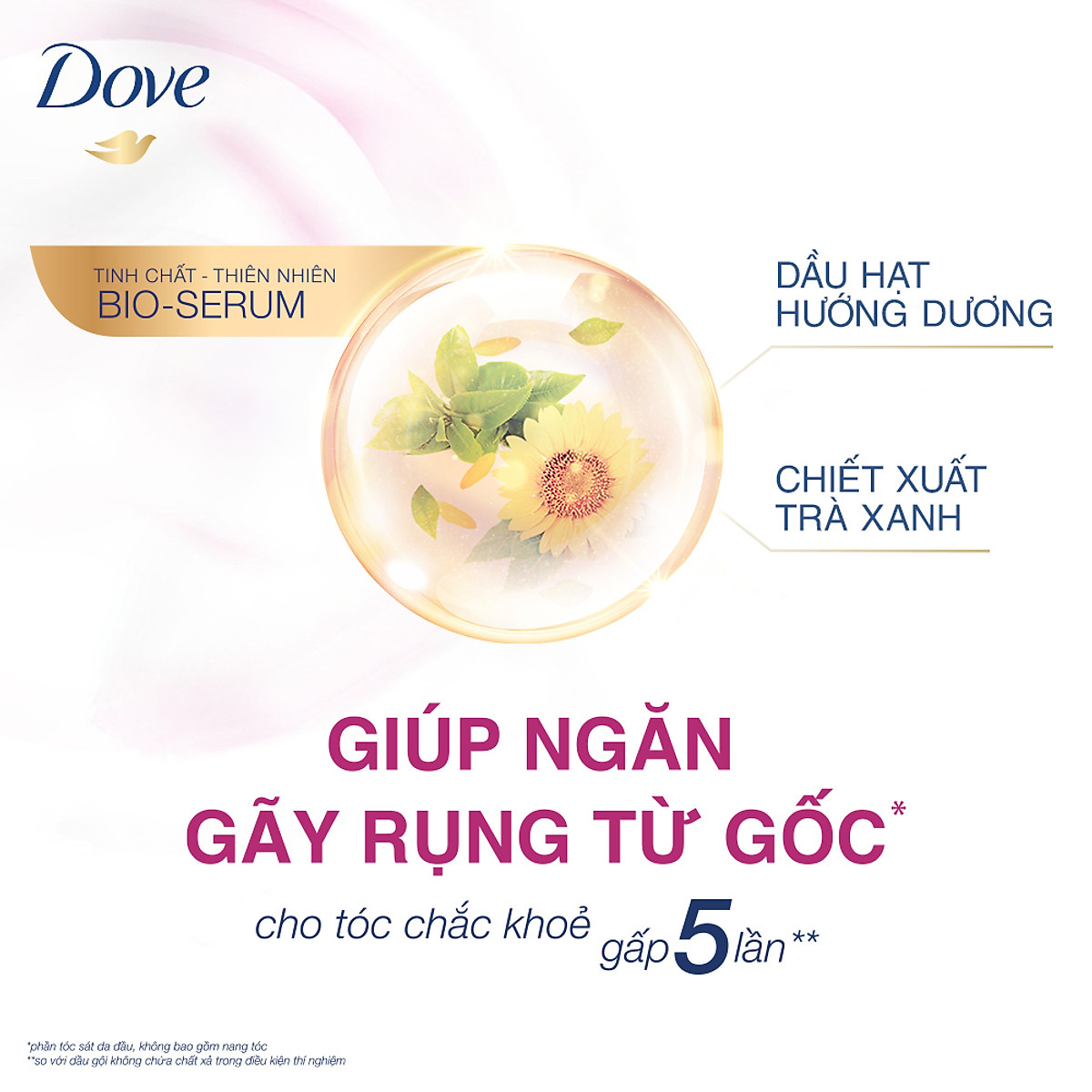 Dầu Gội 640g Dove Ngăn Gãy Rụng Tóc Tinh chất thiên nhiên Bioserum cho tóc chắc khỏe x5