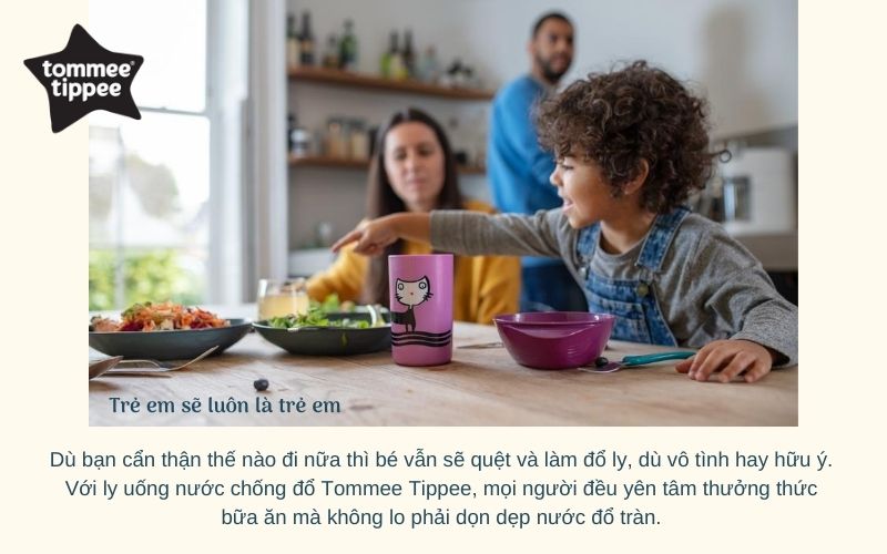 Ly uống nước chống đổ Tommee Tippee No-Knock từ 18 tháng - Tím