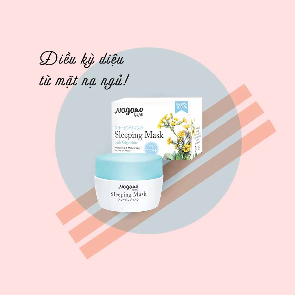 Mặt Nạ Ngủ Với Gigawhite Và Collagen Nagano 30g - Sleeping Mask Nagano 30g - Thành phần Collagen và Gigawhite  giúp làm trắng và trẻ hóa làn da