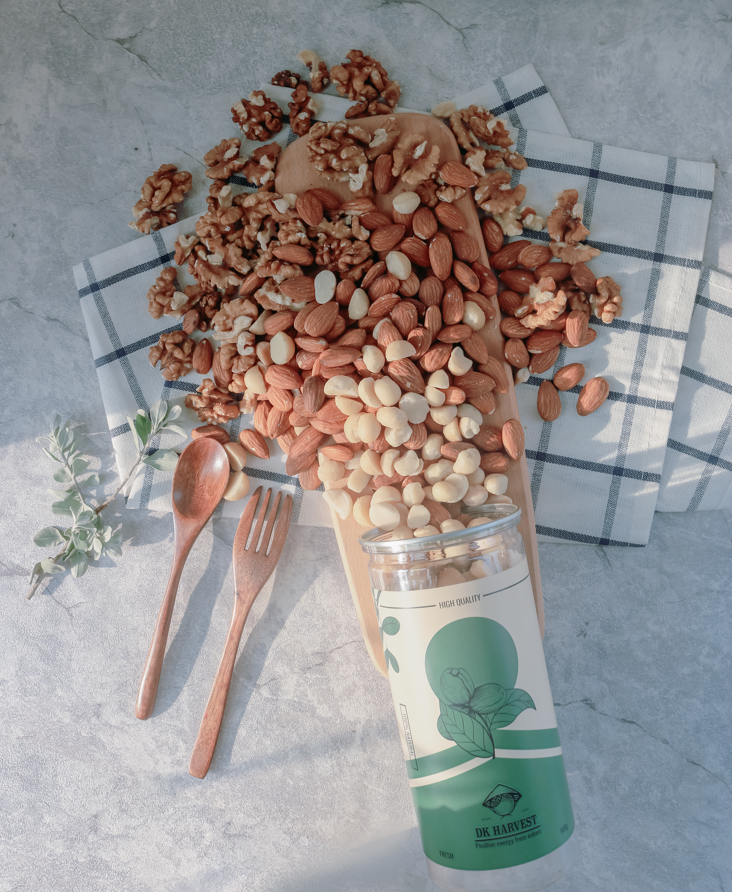  Hạt Mix Nuts 5 Loại hạt nhập khẩu (Dẻ Cười + Hạnh Nhân + Hạt Điều + Óc Chó Vàng + Macca ) DK Harvest