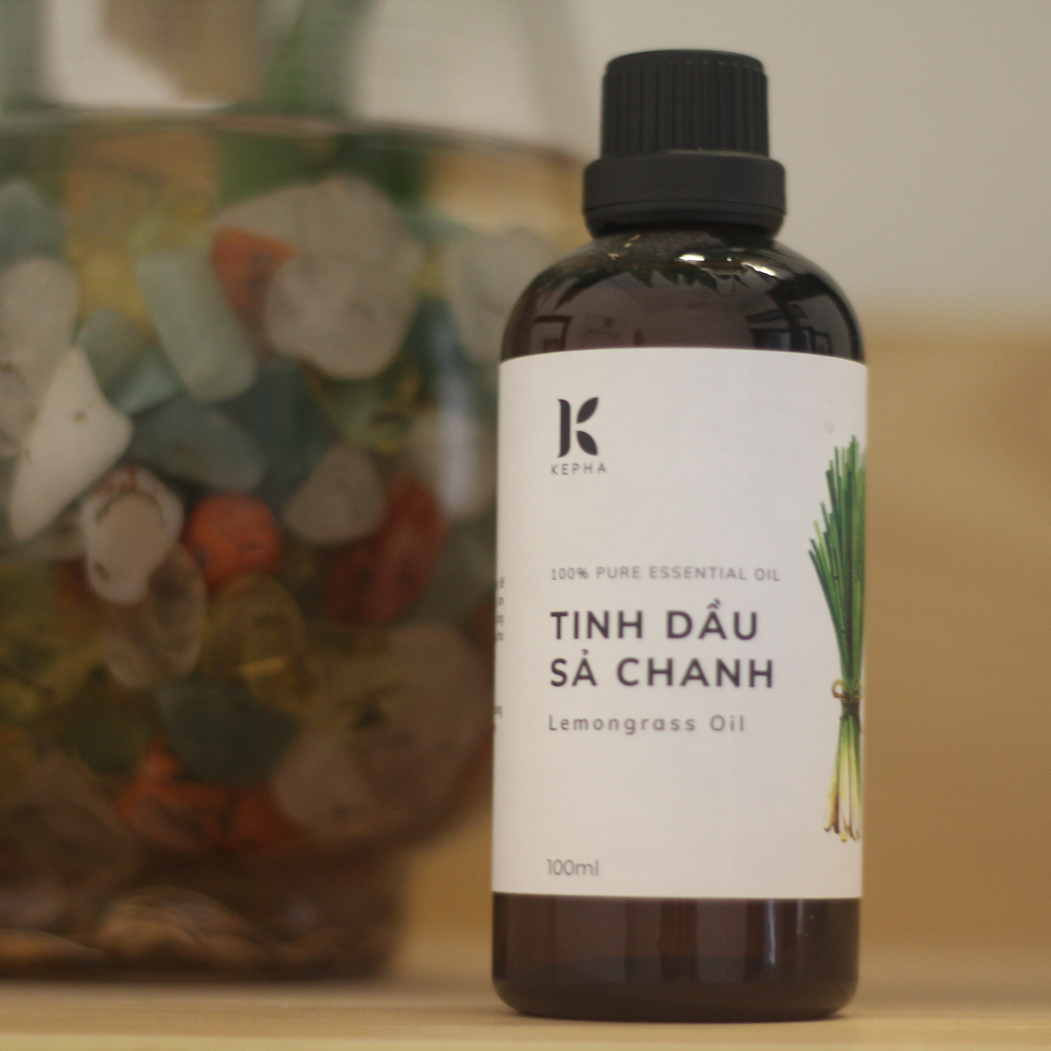 Tinh dầu Sả Chanh Kepha 100ml - Nguyên chất 100%, nhập khẩu trực tiếp Ấn Độ - Giúp xông hơi giải cảm, chống nhiễm nấm - Đuổi muỗi phòng chống sốt xuất huyết