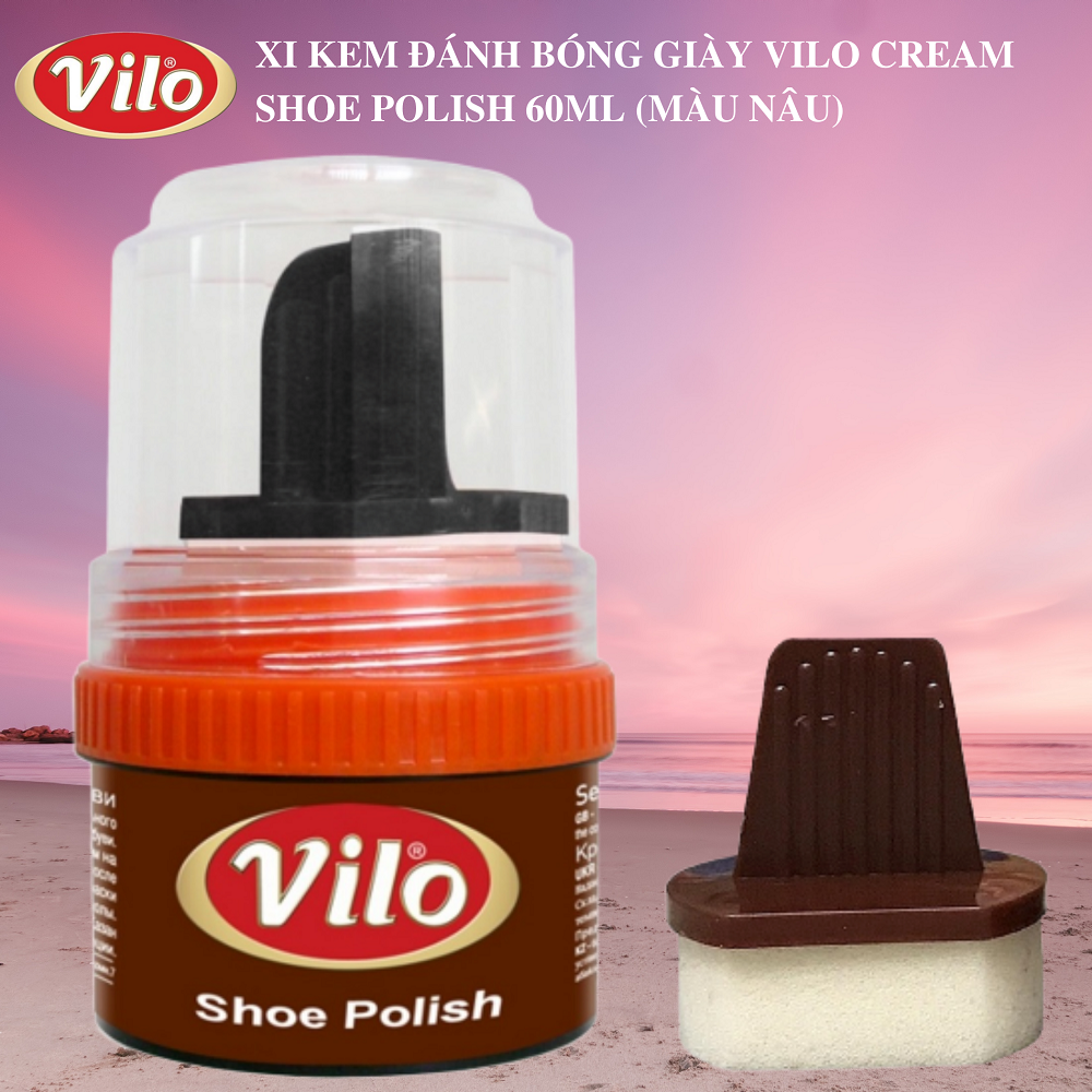 Xi kem đánh bóng giày Vilo cream shoe polish 60ml (màu nâu)