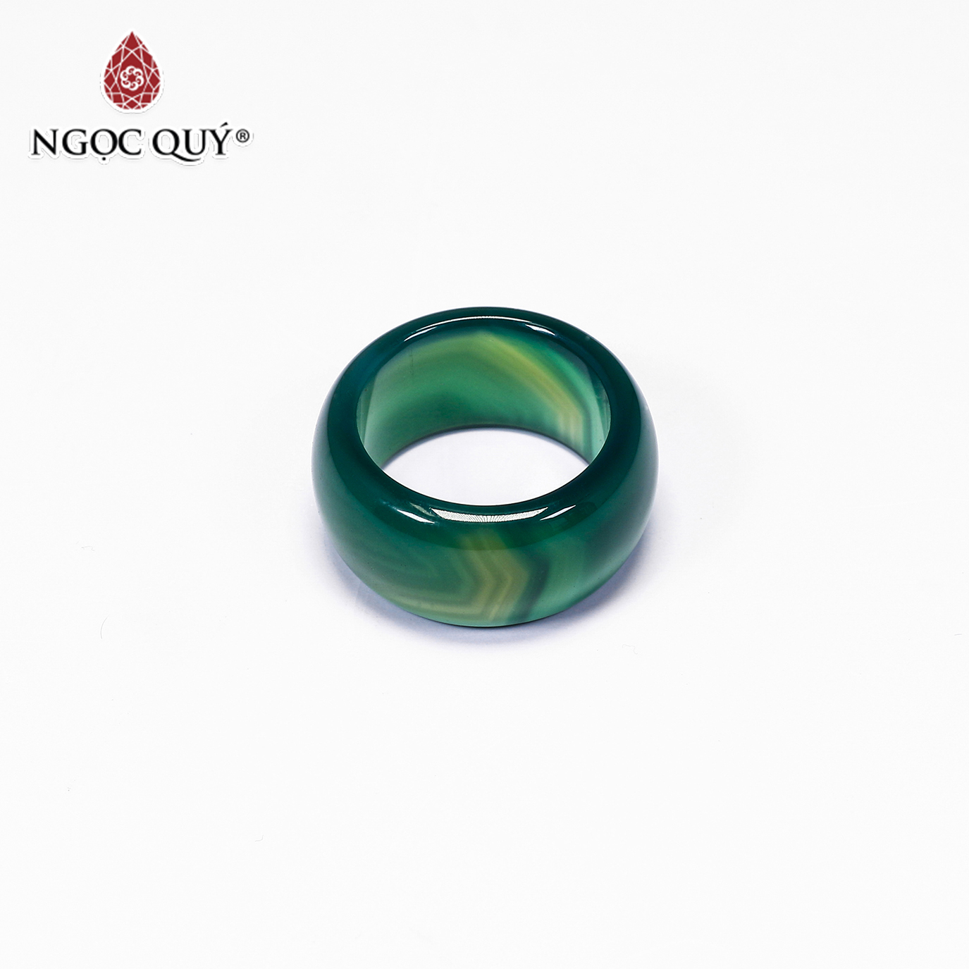 Nhẫn nam đá mã não xanh mệnh hỏa, mộc - Ngọc Qúy Gemstones