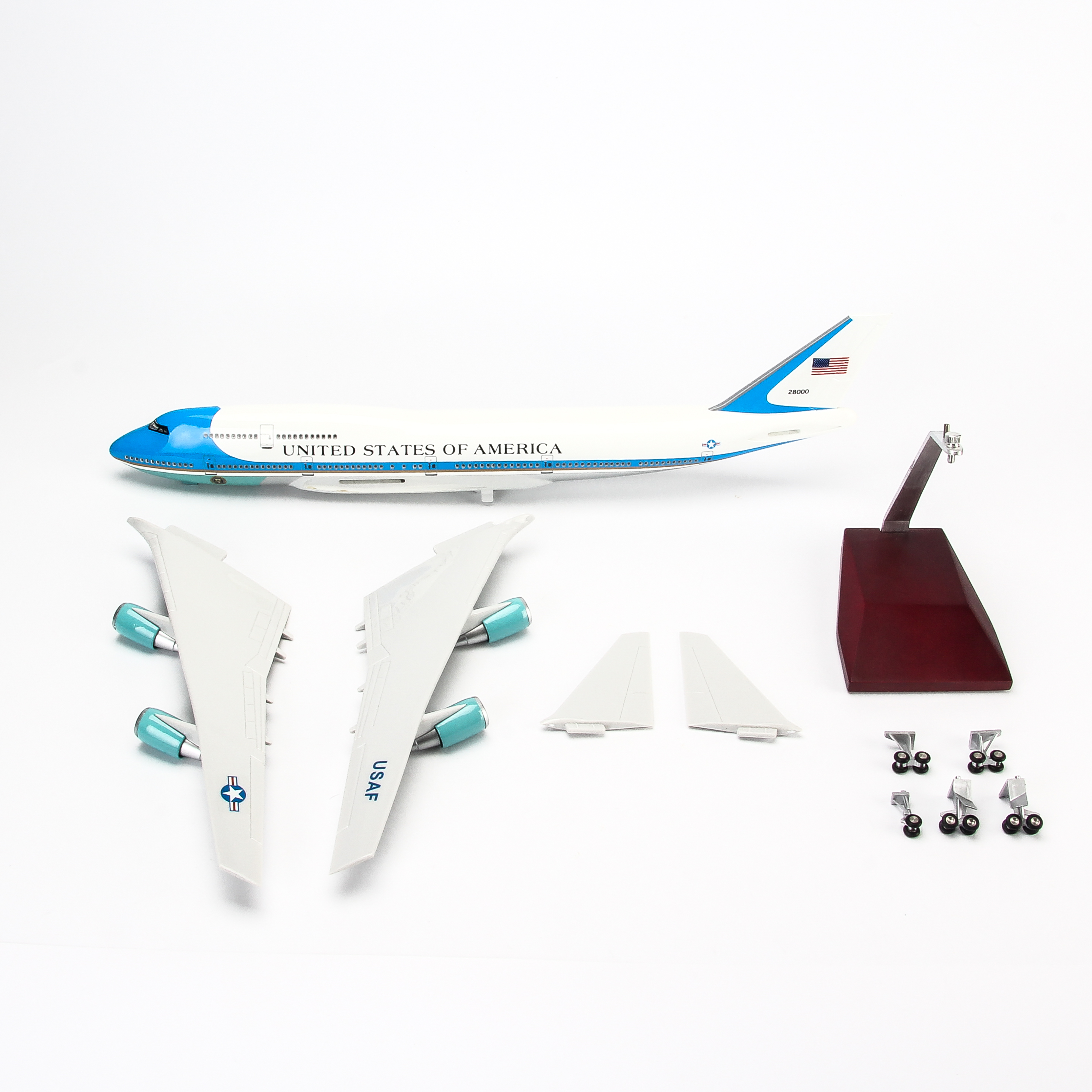 Mô hình máy bay B747 Air Force One 47cm-Trắng,Xanh