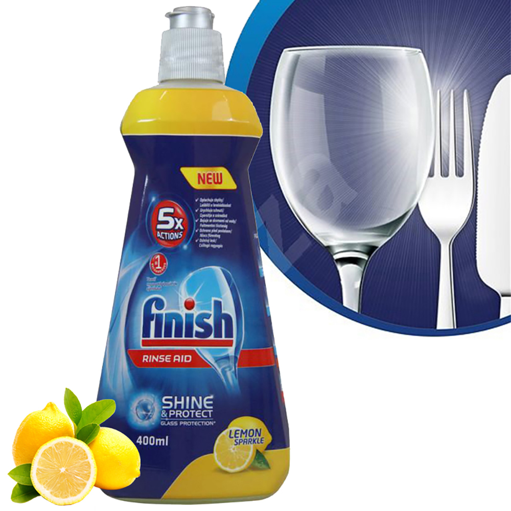 Nước làm bóng và khô bát, đĩa Finish Dishwasher Shine &amp; Dry Lemon 400ml QT017390 - hương chanh