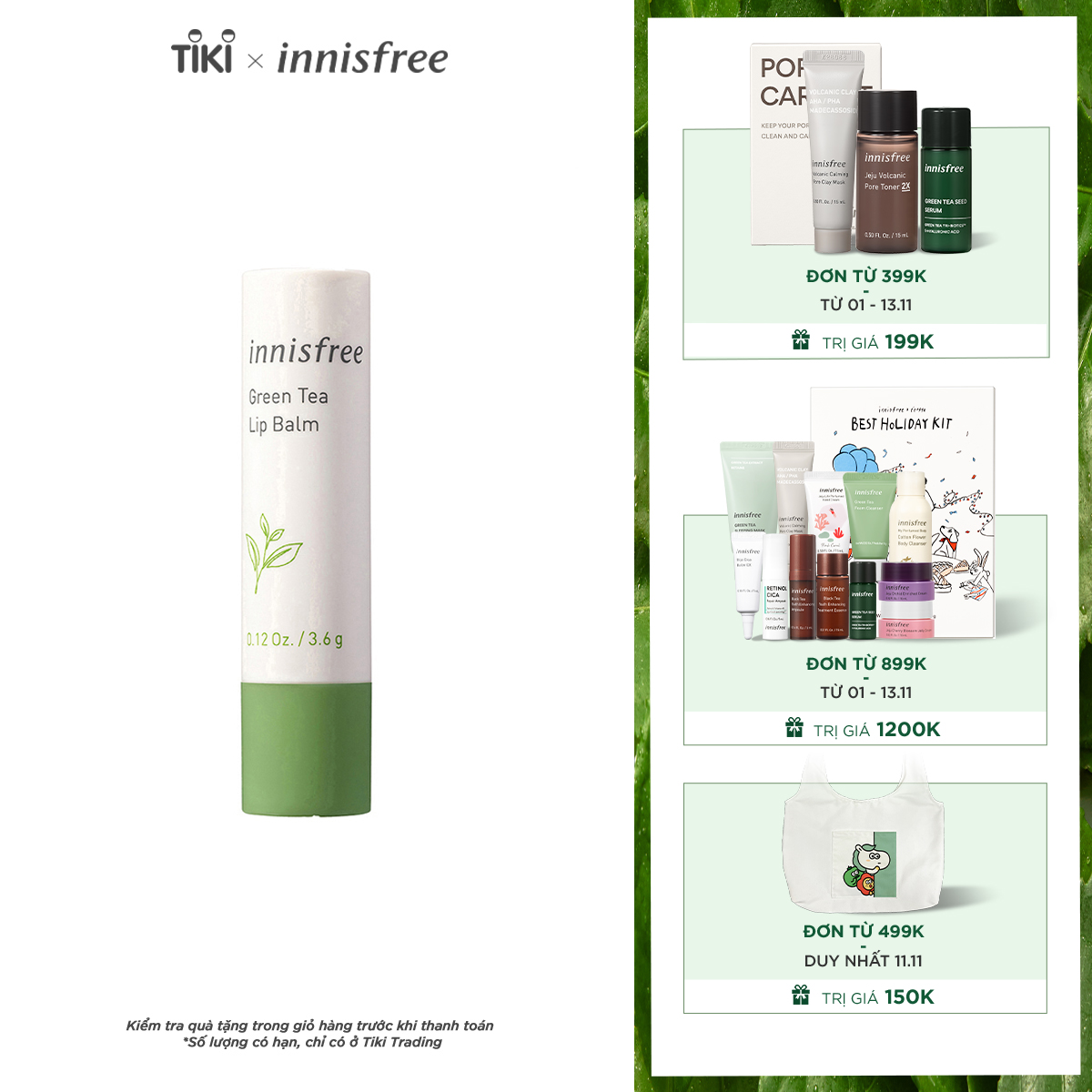 Son Dưỡng Môi Hương Trà Xanh Innisfree Green Tea Lip Balm 3.6g - 131171855