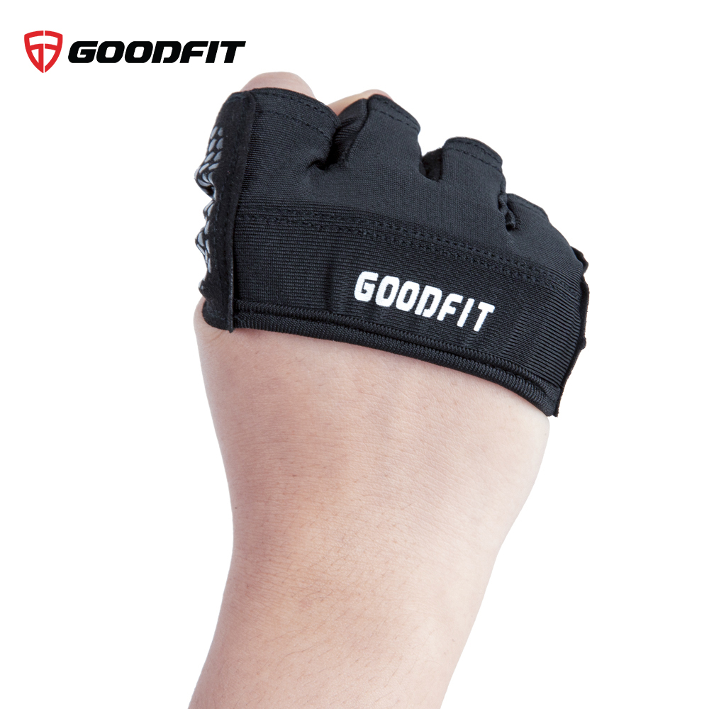 Găng tay hở ngón, bao tay tập gym có đệm silicone chống trượt, vải đục lỗ thoáng khí Goodfit GF204G