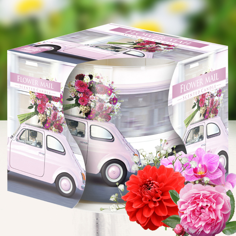 Ly nến thơm tinh dầu Bispol Flower Mail 100g QT04320 - lan, hồng, thược dược