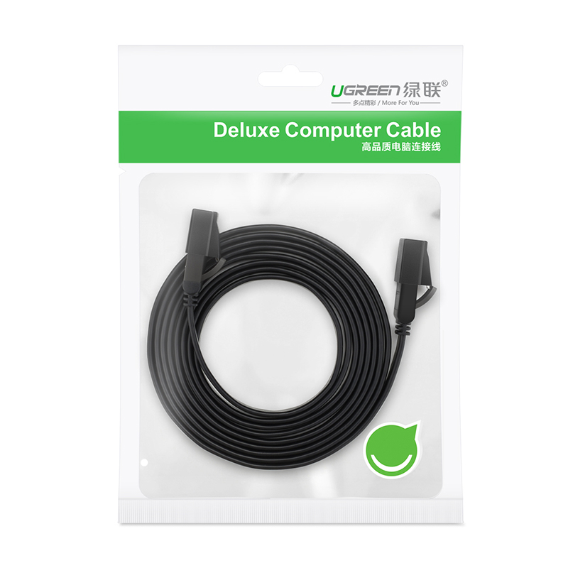 Cáp mạng LAN CAT 7 STP dây dẹp 2M màu Đen Cat 7 Ugreen LAN11261NW106 Hàng chính hãng