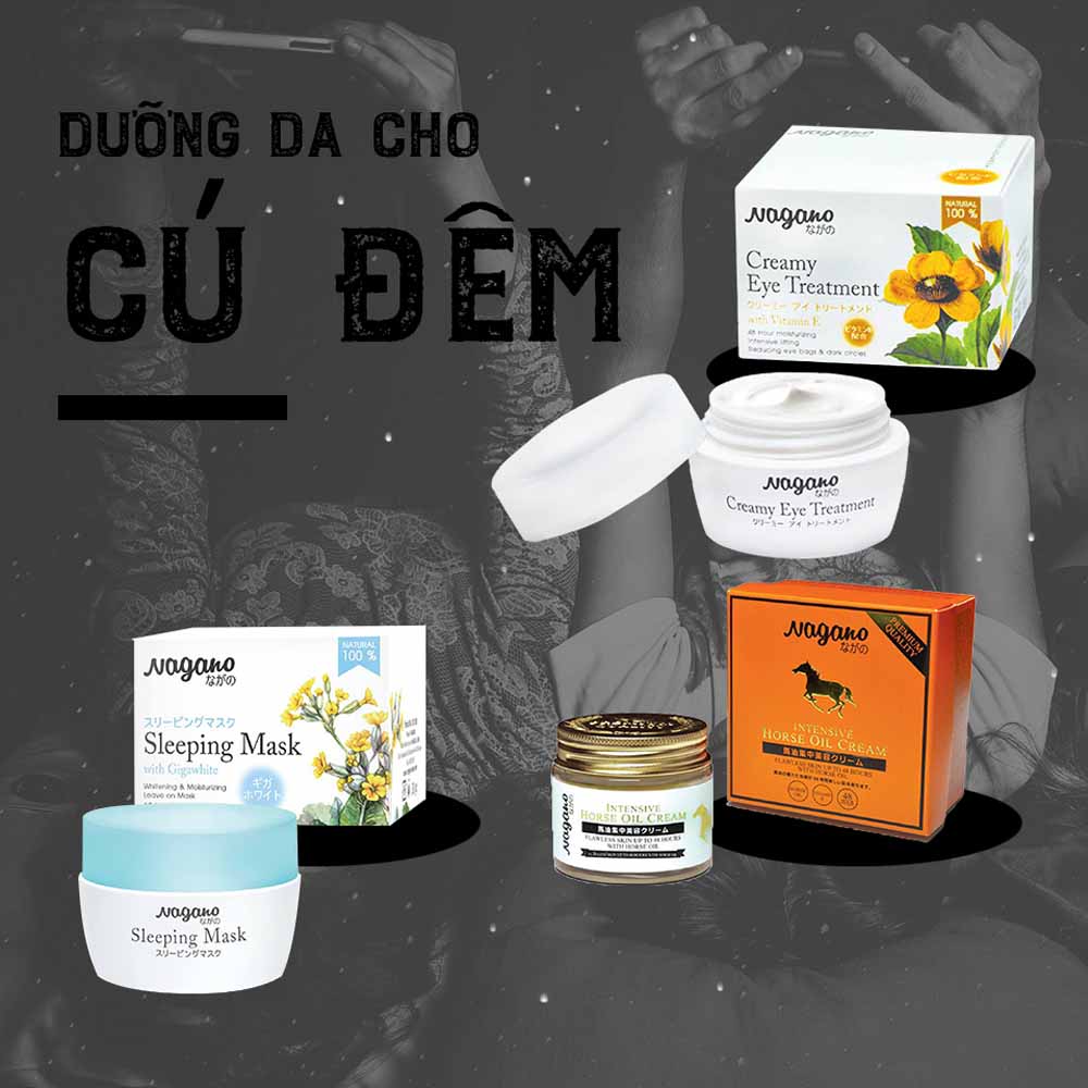 Combo Chăm Sóc Da Mặt Kem Trắng Da Ban Ngày Và Mặt Nạ Ngủ Nagano - Whitening Day Cream & Sleeping Mask - Bổ sung dưỡng chất, phục hồi, tái tạo da và ngăn ngừa hình thành mụn, tàn nhang