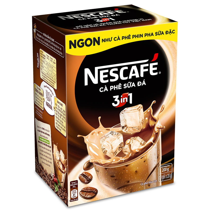 Cà phê hòa tan NESCAFÉ 3in1 Cà phê sữa đá - Hộp 10 gói x 24 g