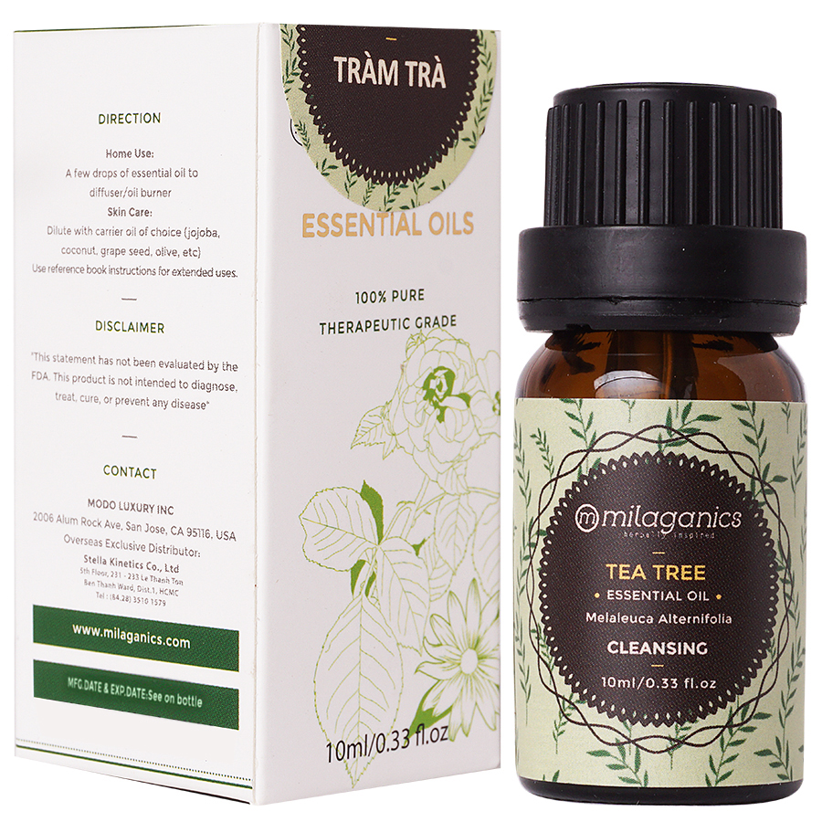 Tinh Dầu Tràm Trà Milaganics Tea Tree Essential Oil 10ml