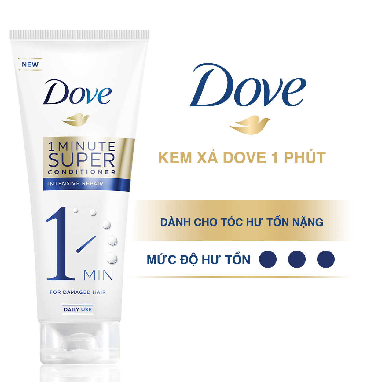 Kem Xả Dove Phục Hồi Hư Tổn 1 Phút Siêu Dưỡng Có Tinh Chất Serum Dưỡng Tóc Cao Cấp, Phục Hồi Tóc Mềm Mượt 180ml