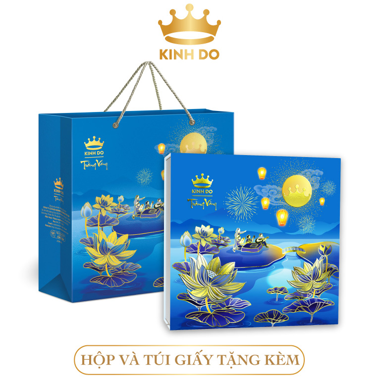 Hộp bánh trung thu Kinh Đô cao cấp - Trăng Vàng Hồng Ngọc An Bình (4 Bánh x 160gr)