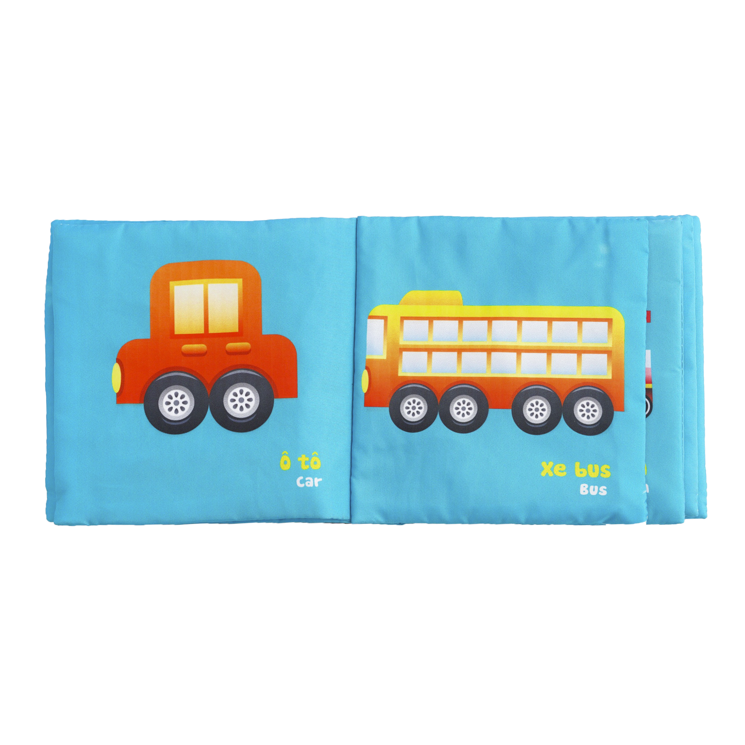 Combo 2 cuốn sách vải song ngữ Lalala baby chủ đề Động vật và Phương tiện giao thông