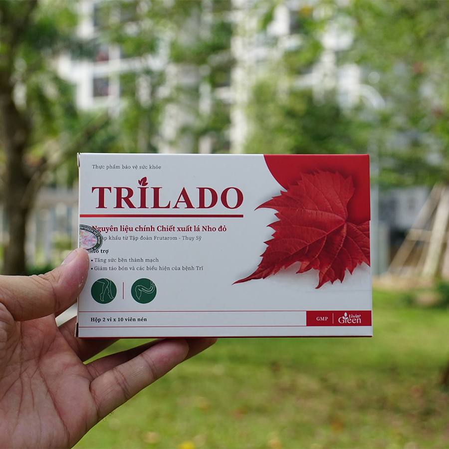 Viên uống trĩ Trilado. Lá nho đỏ nhập khẩu từ Thụy Sỹ