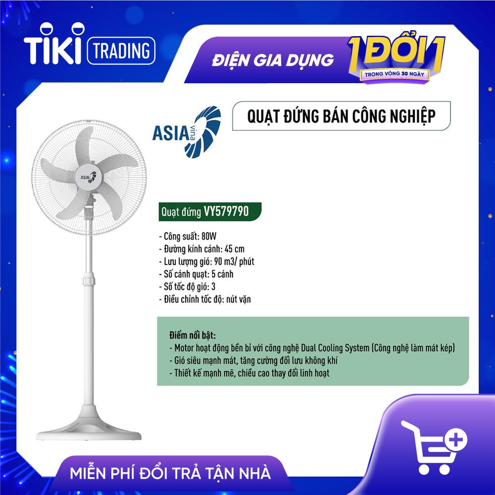 Quạt đứng ASIAvina VY579790 - Xám (80W) - Hàng chính hãng