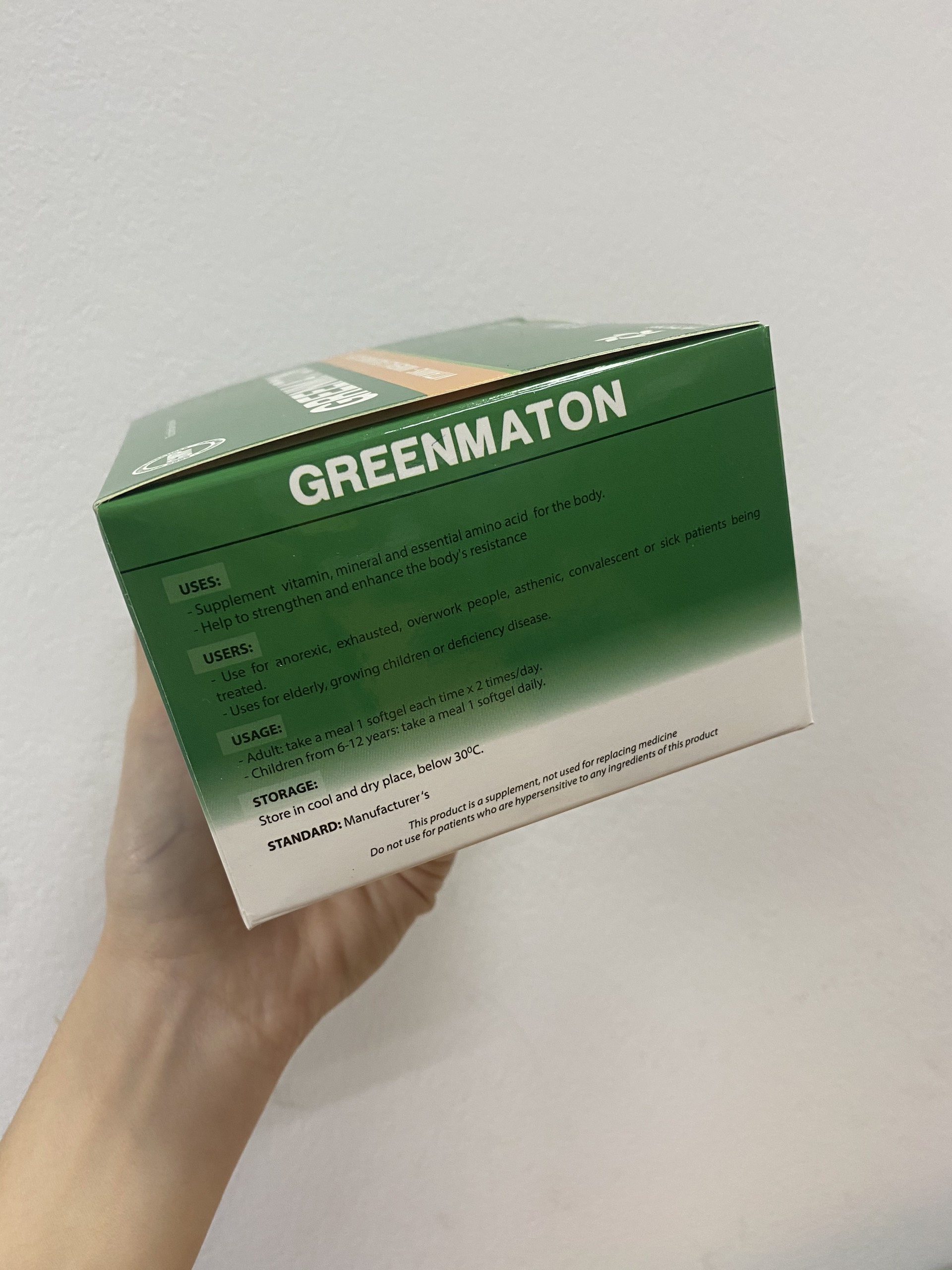Greenmaton - Bổ sung các vitamin, khoáng chất và acid amin thiết yếu cho cơ thể giúp ăn ngon, ngủ tốt - Hộp 100 viên