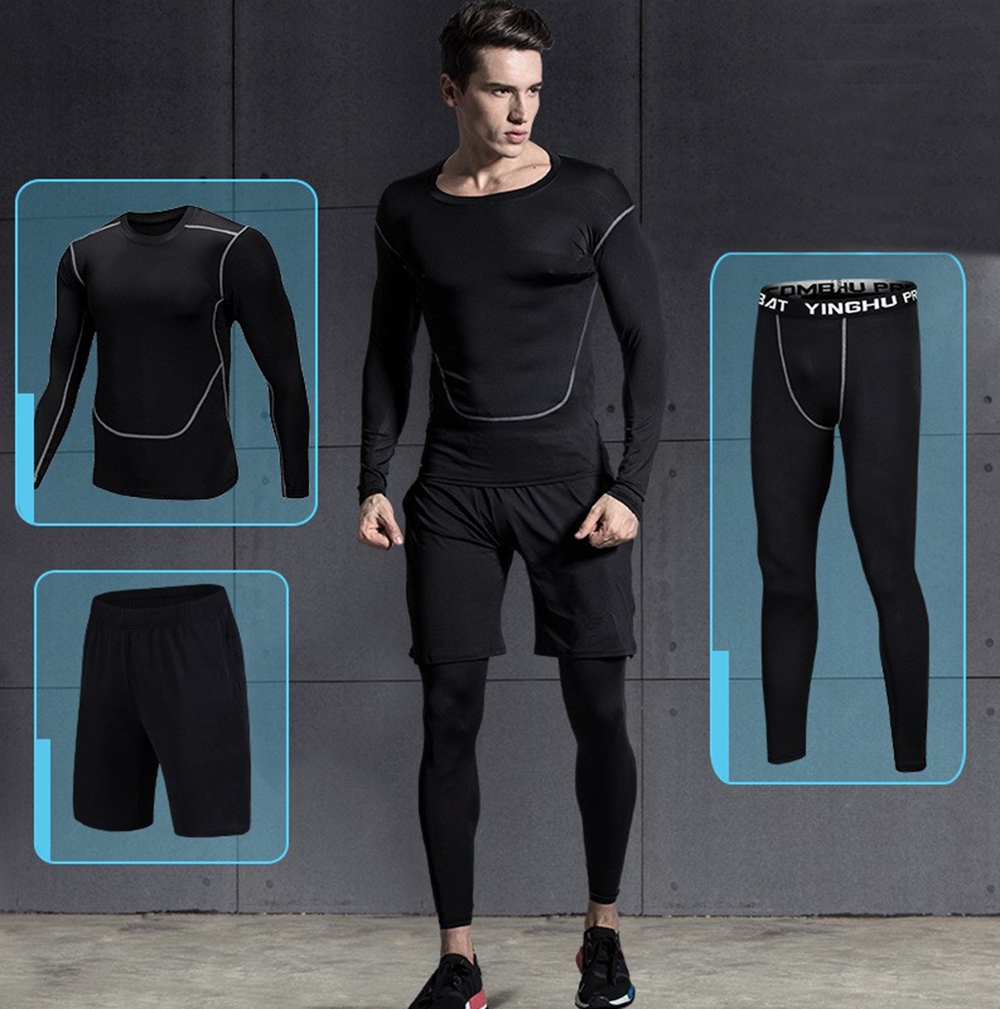 Set 2 in 1 Quần áo gym nam, Quần áo legging nam, Quần áo gym giữ nhiệt nam - Thích hợp tập gym, đá bóng, chạy bộ, bóng rổ hoặc giữ ấm cơ thể - Quần áo tập gym nam chất liệu thun lạnh cao cấp ôm body (không gồm quần đùi) (SP007)