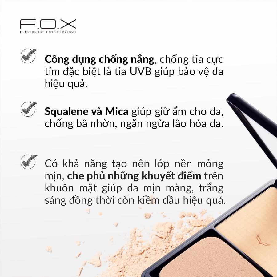 Phấn Nén  FOX Kiềm Dầu, Dưỡng Ẩm - SPF 30   Double Function Compact 12g