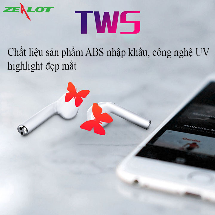 Tai nghe bluetooth Zealot không dây hàng chính hãng có thể kết nối đơn và đôi, cho âm thanh sắc nét + thiết kết nhỏ gọn và đẹp mắt