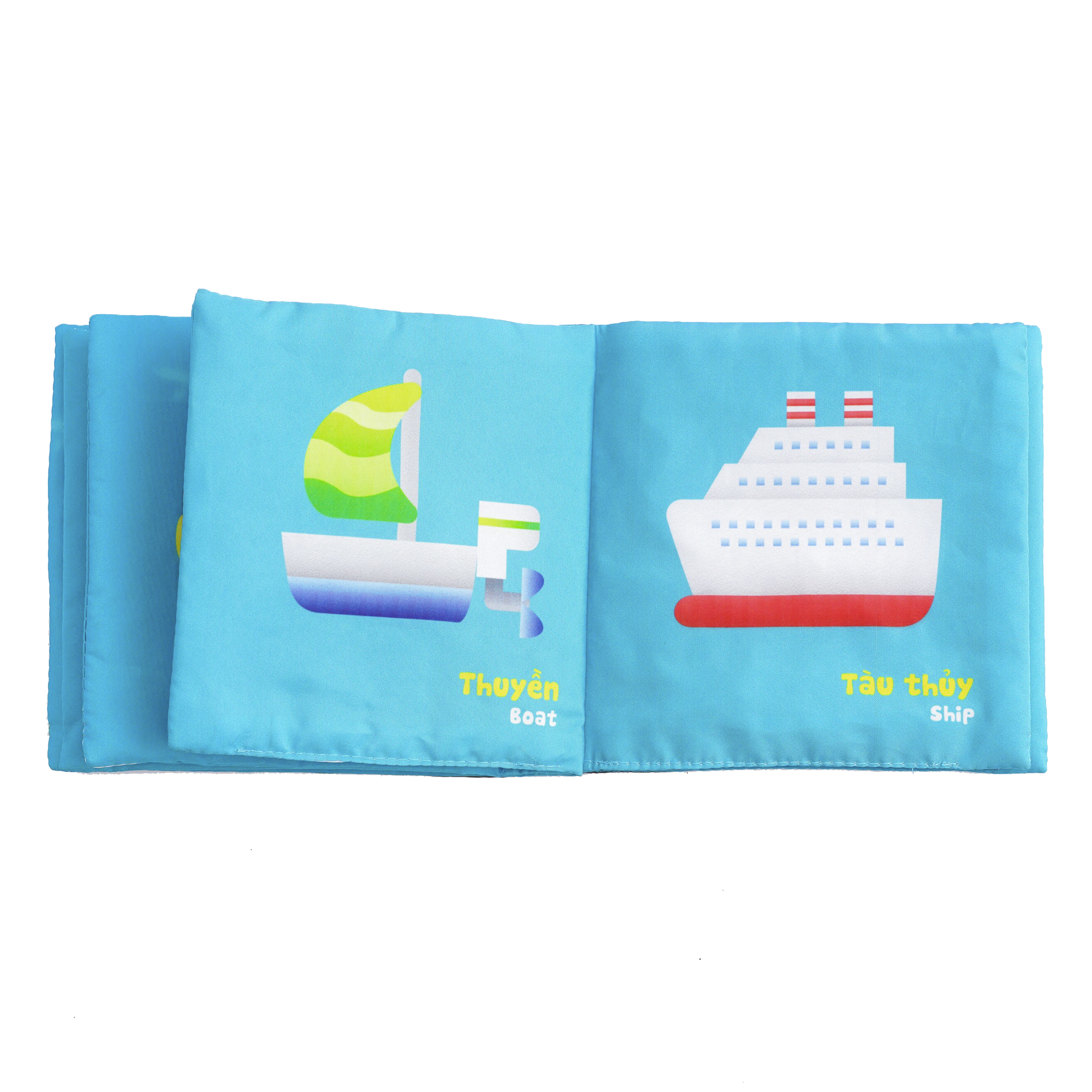 Combo 2 cuốn sách vải song ngữ Lalala baby chủ đề Động vật và Phương tiện giao thông