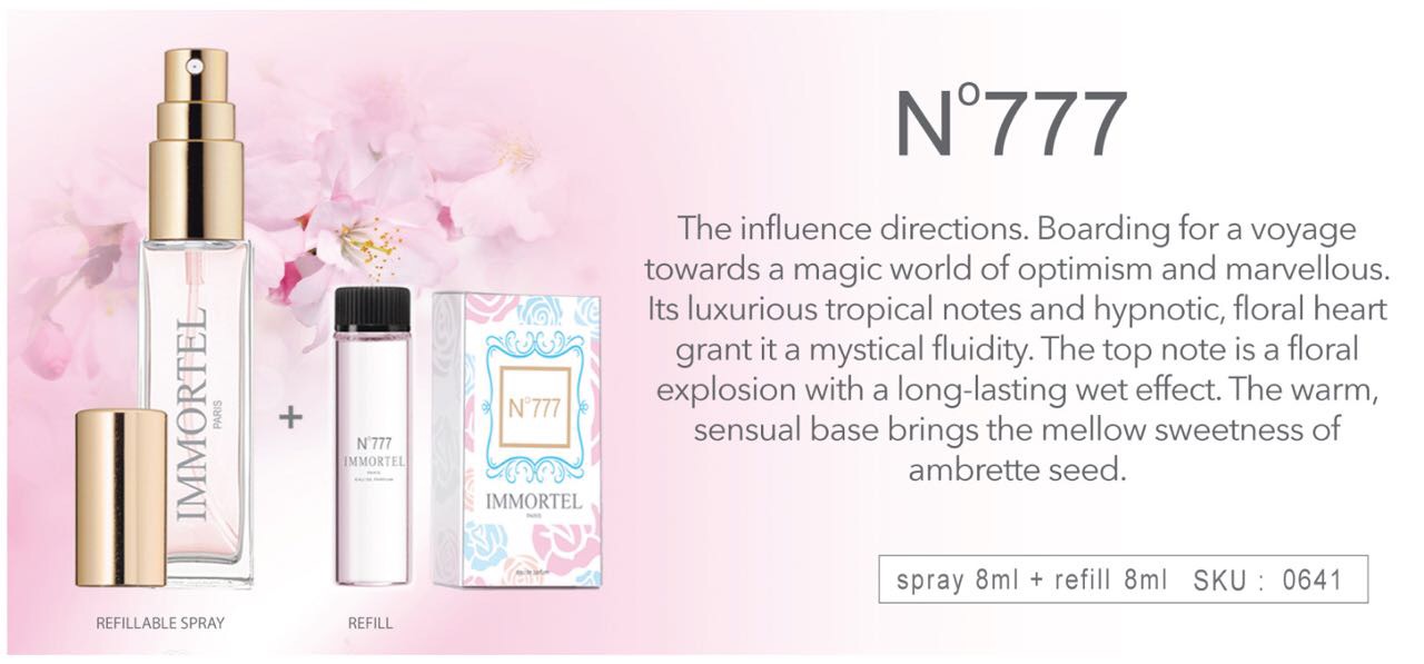 Nước hoa Immortel No777 (Gồm chai xịt 8ml + chai nạp 12ml)