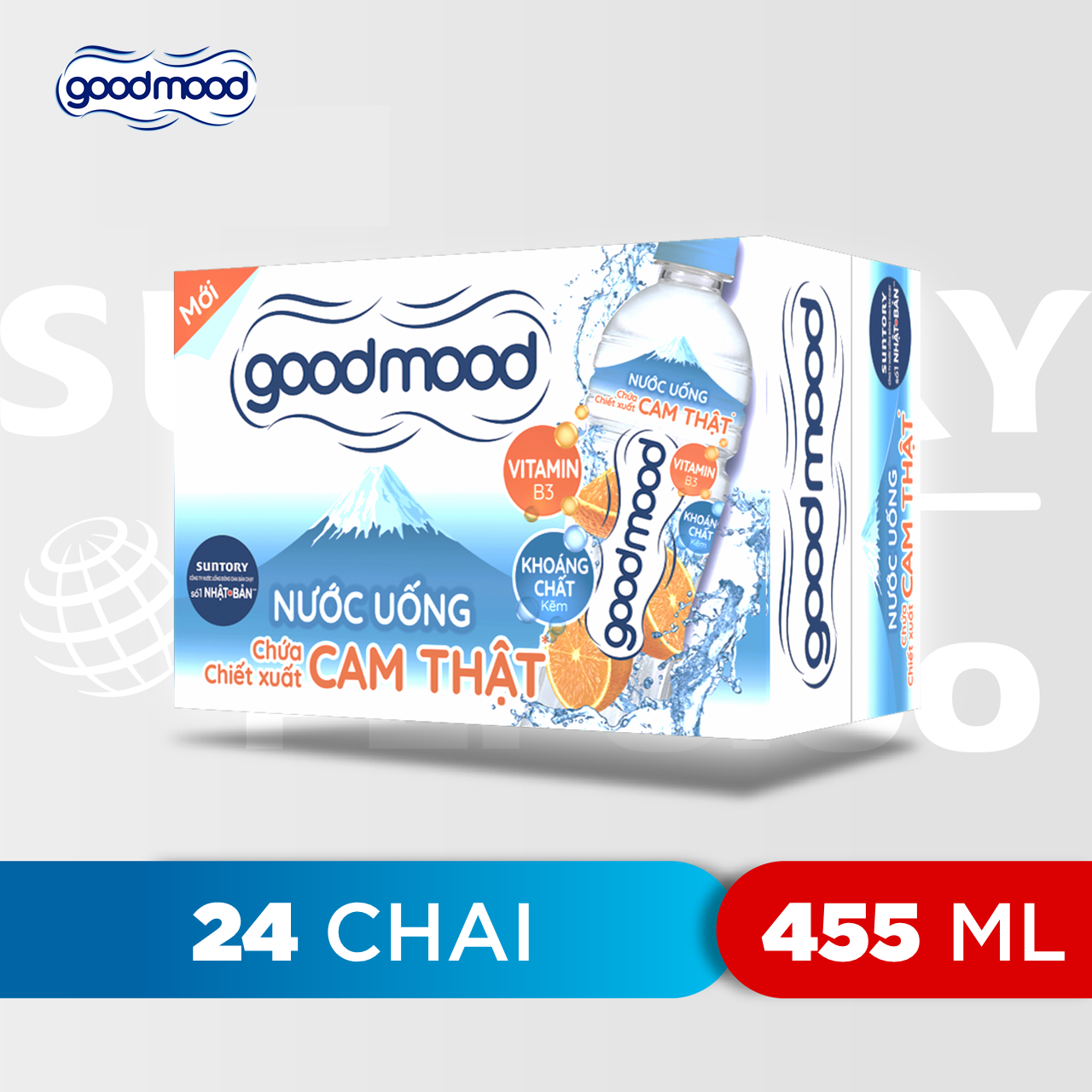 Thùng 24 Chai Nước Uống Chứa Chiết Xuất Cam Thật Good Mood (455ml X24 Chai)