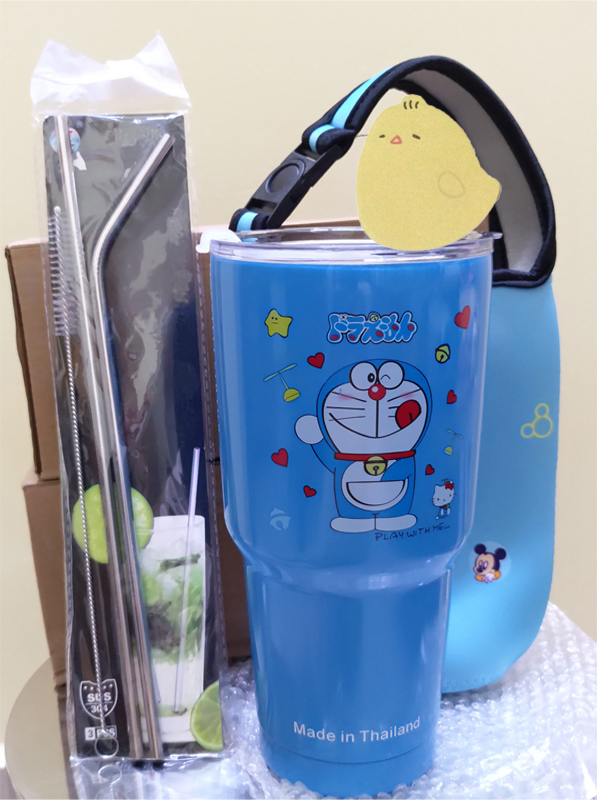 LY GIỮ NHIỆT 900ML HÌNH HOẠT HÌNH CAO CẤP + PHỤ KIỆN ĐẦY ĐỦ
