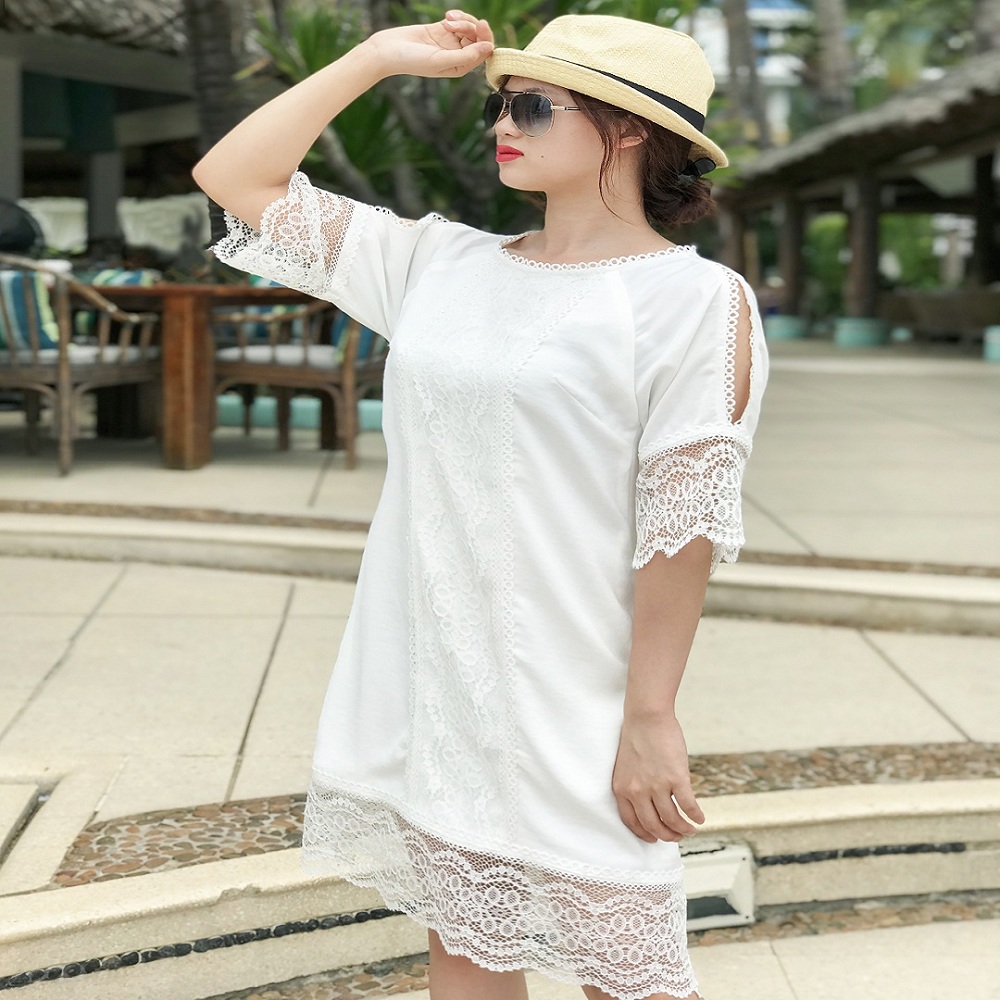 Đầm Suông Hity DRE113 (Trắng Kim Cương)
