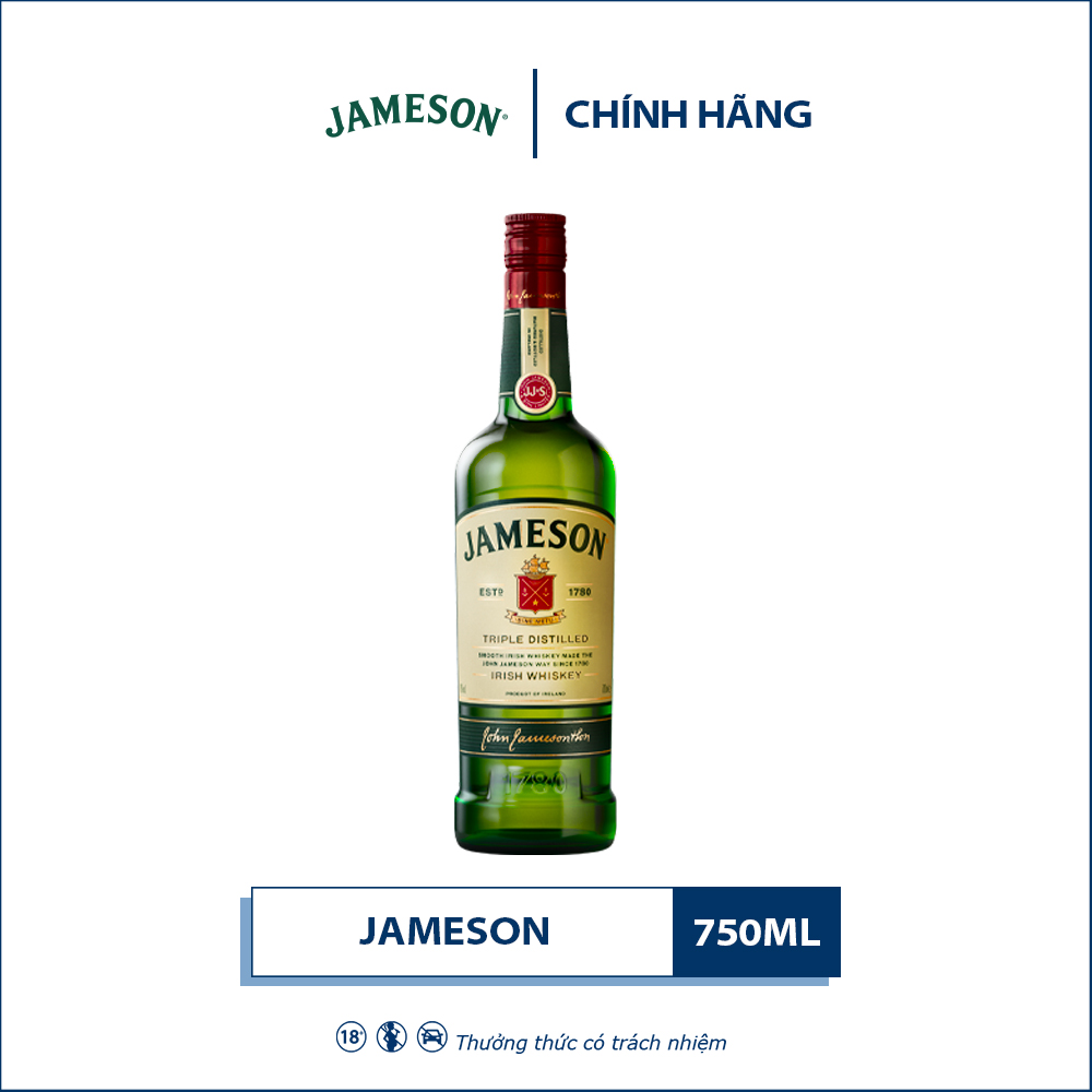 Rượu whisky Jameson 700ml 39.7% - 40.3% - Không hộp
