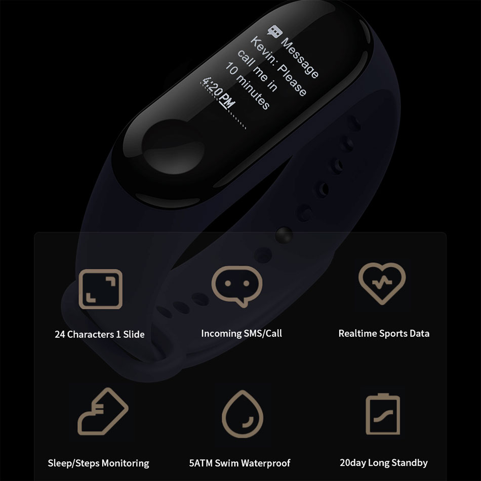 Vòng Đeo Tay Thông Minh Theo Dõi Vận Động Xiaomi Mi Band 3 - Hàng Nhập Khẩu