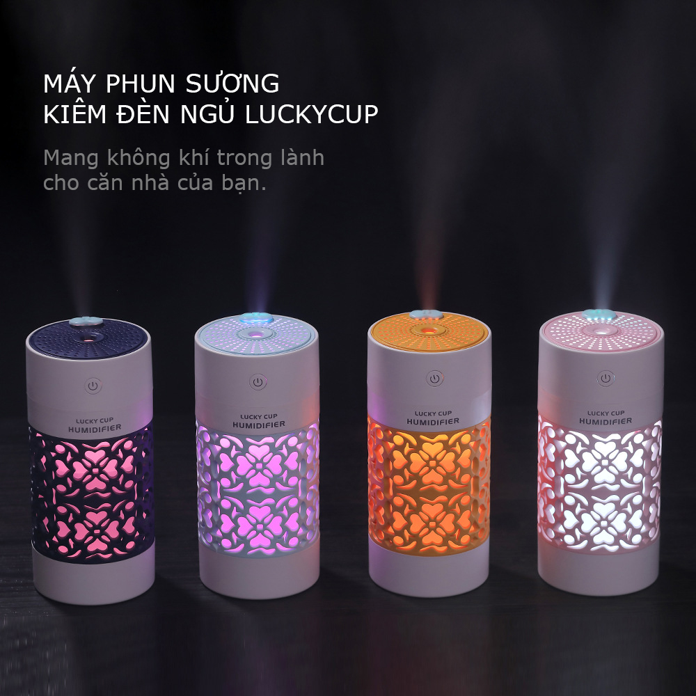 Máy Phun Sương Tạo Ẩm Để Bàn 250ml LuckyCup Kiêm Đèn Trang Trí Phong Thủy Phù - Hợp Nhiều Không Gian Trong Gia Đình