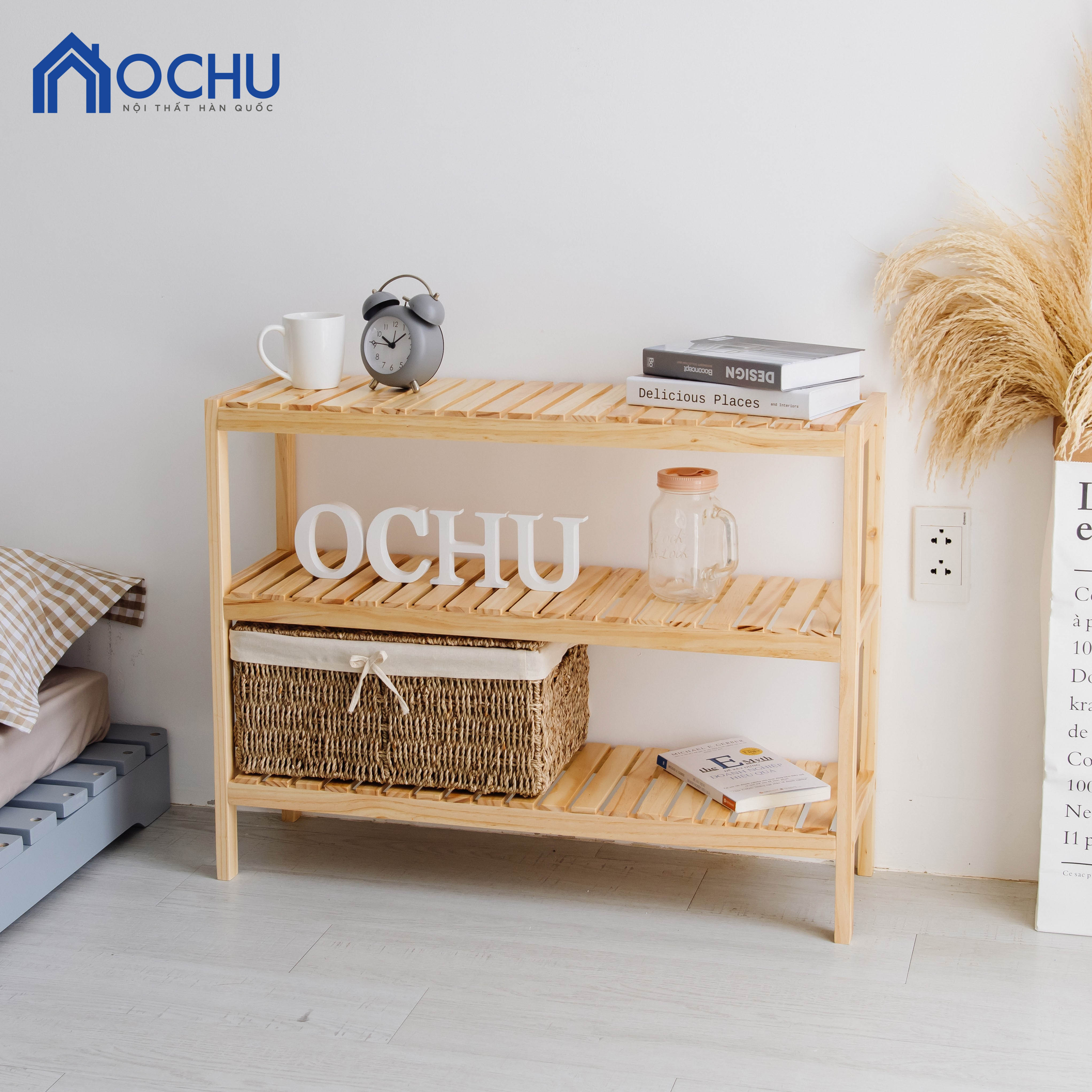 Kệ Đa Năng 3 Tầng Khung Gỗ Thông OCHU - Bench 3F - Natural