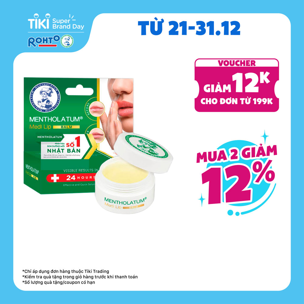 Son dưỡng môi dạng sáp chuyên biệt dành cho môi khô, nứt nẻ Mentholatum Medi Lip Balm 7g