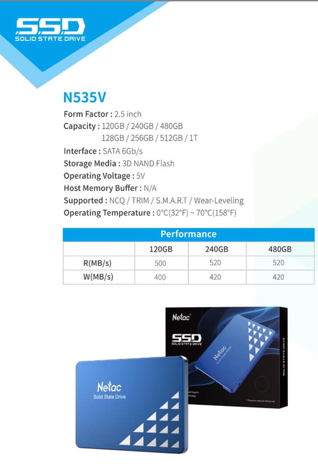 Ổ cứng SSD NETAC 120 GB [ Hàng chính hãng]