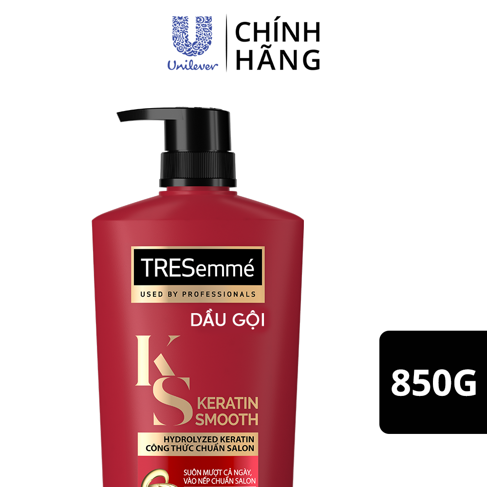 Dầu gội TRESEMME Keratin Smooth Cho tóc khô xơ rối Công thức Hydrolyzed Keratin Dưỡng Tóc Vào Nếp Suôn Mượt 850g