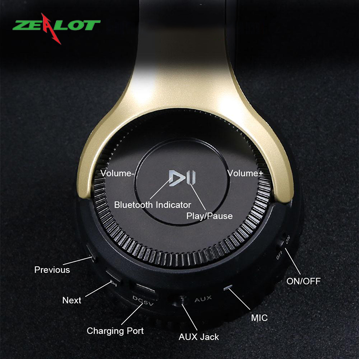 Tai nghe chụp tai Zealot kết nối bluetooth không dây với điện thoại máy tính nghe nhạc xem phim chơi game headphone có cảm ứng cực chất hàng chính hãng