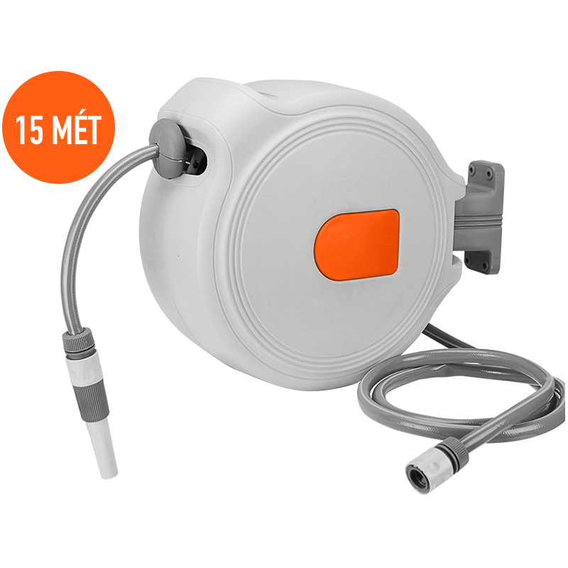 Bộ vòi tưới cây, vòi rửa xe thu cuốn ống tự động 15 mét ống trong lô cuốn và 2 mét cấp nước ngoài NW-B15