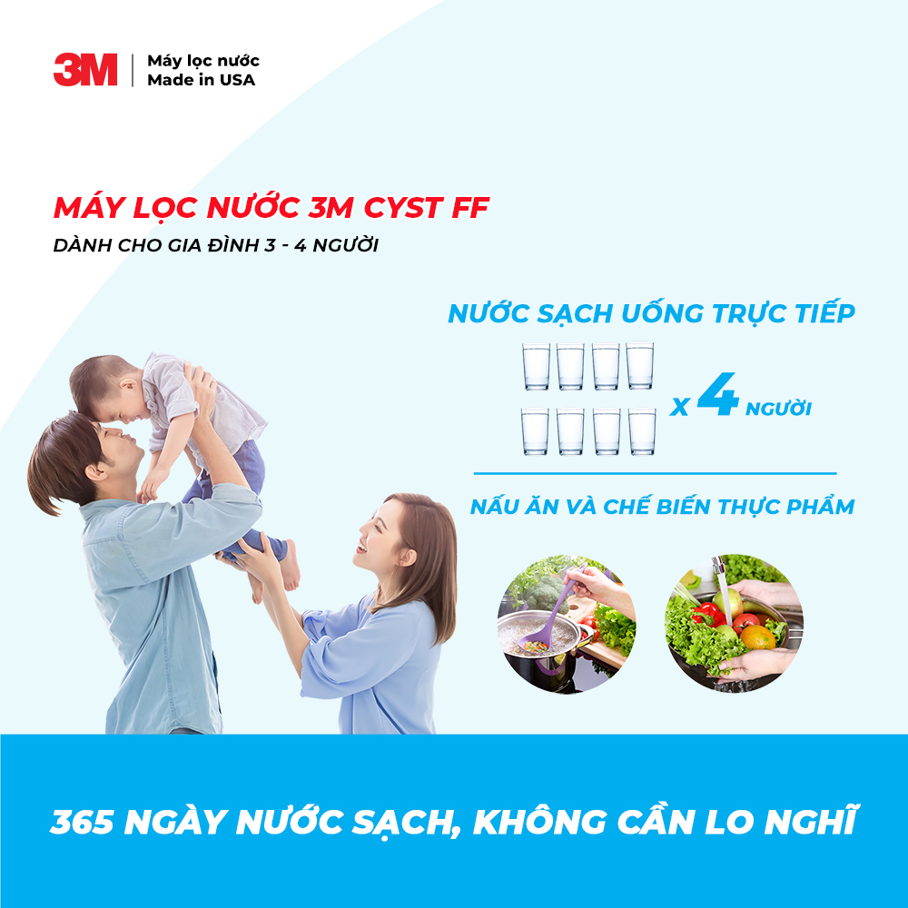 Combo Máy Lọc Nước 3M AP Easy Cyst FF + Vòi Teka IN912 - Lưu lượng nước 5,7 Lít/phút - Công suất lọc 7.571 Lít - 3M Product Number 5609223 - Hàng Chính Hãng 3M