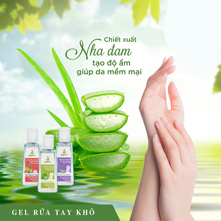 Gel rửa tay khô tinh dầu Cam và Nha Đam 60ml JULYHOUSE giúp sạch tay, kháng khuẩn, an toàn cho da, hương thương tinh dầu thư giãn