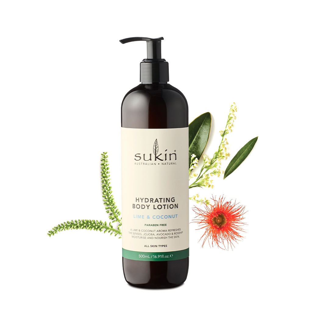 Kem dưỡng thể hương chanh và dừa Sukin Hydrating Body Lotion Lime & Coconut 500ml