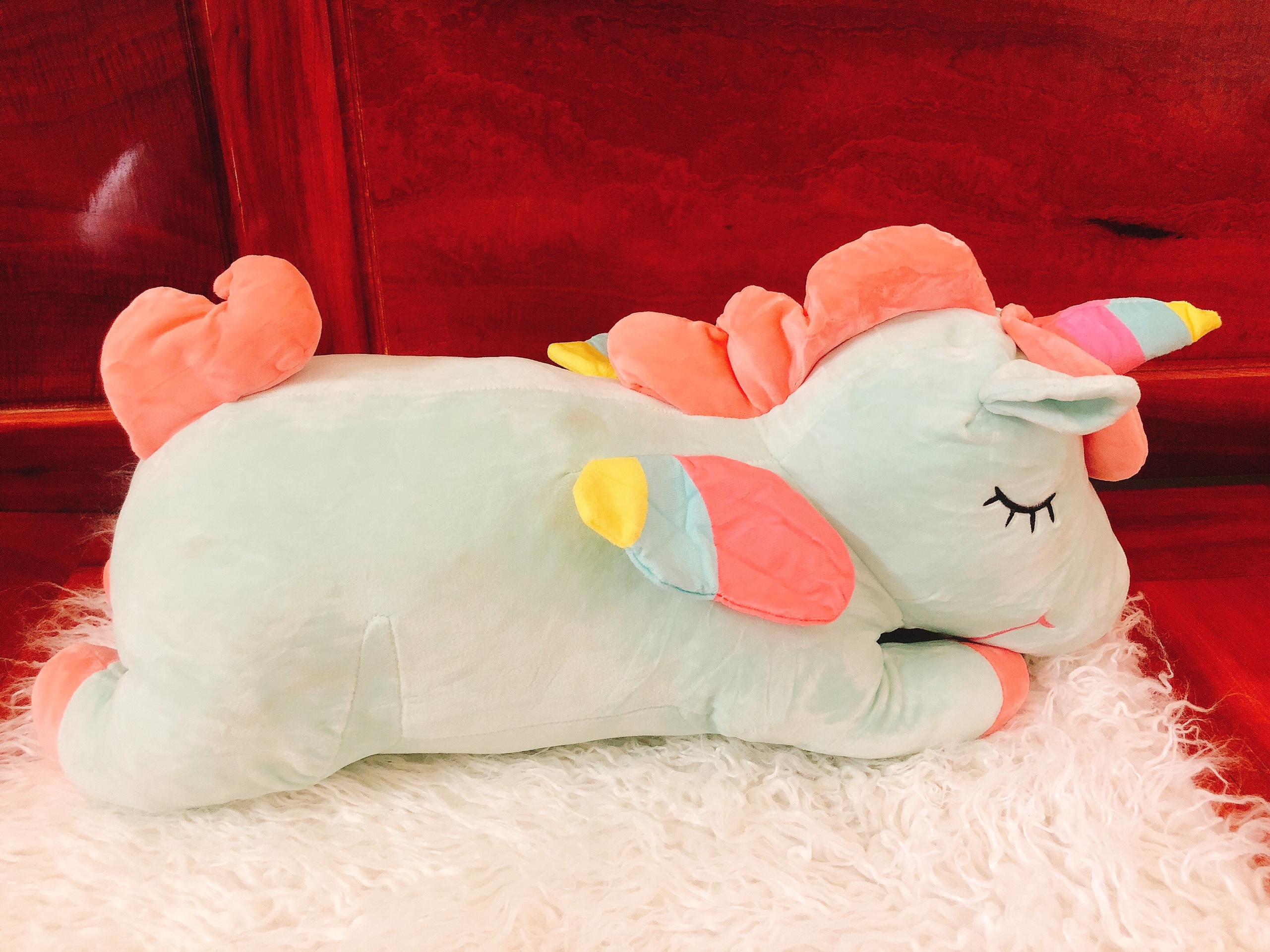 Gối ngủ văn phòng hình kì lân unicorn có cánh kèm chăn, 3 chức năng tiện dụng (gối, chăn, tựa lưng) kích thước gối 60x30x20cm + kích thước chăn 1mx1m7