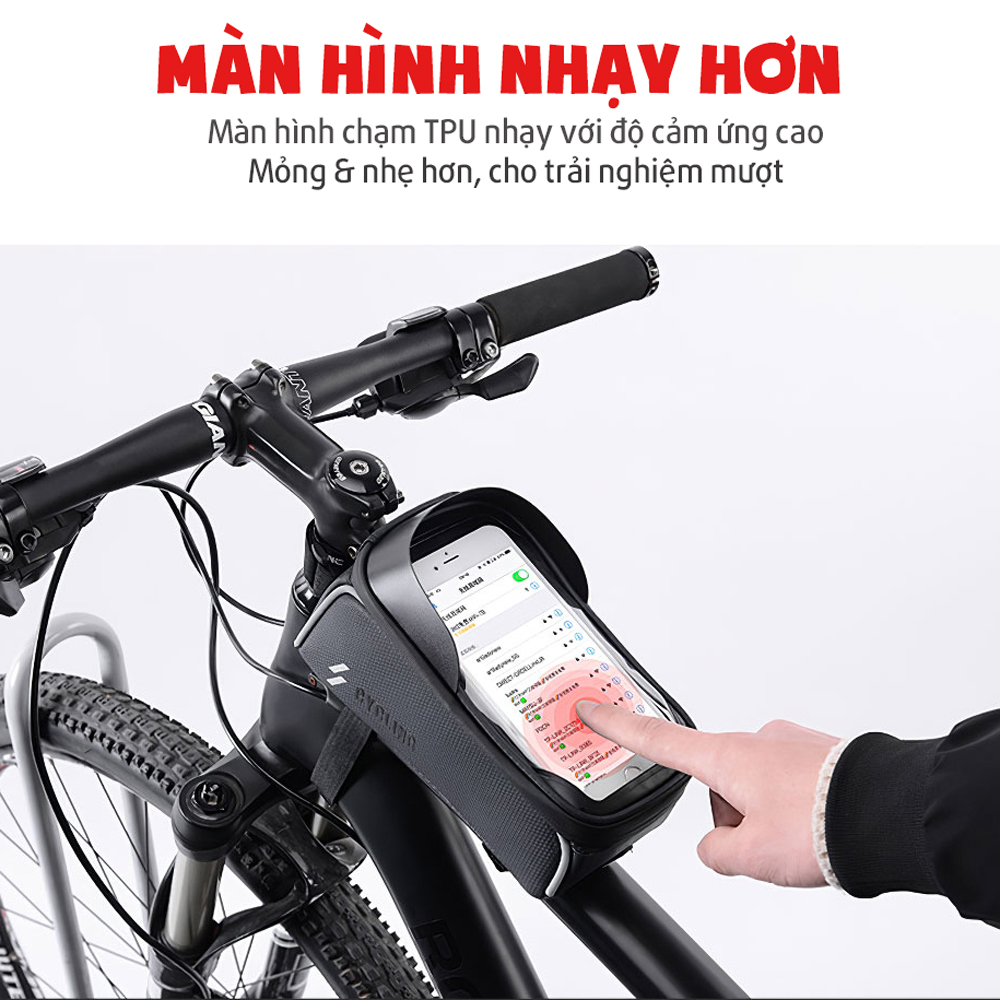 Hộp Túi Treo Khung Gắn Sườn Trước Xe Đạp Có Giá Đỡ Đựng Điện Thoại Màn Hình Cảm Ứng Dưới 6.5 Inch Chống Thấm Nước Mai Lee Cycling - Hàng Chính Hãng