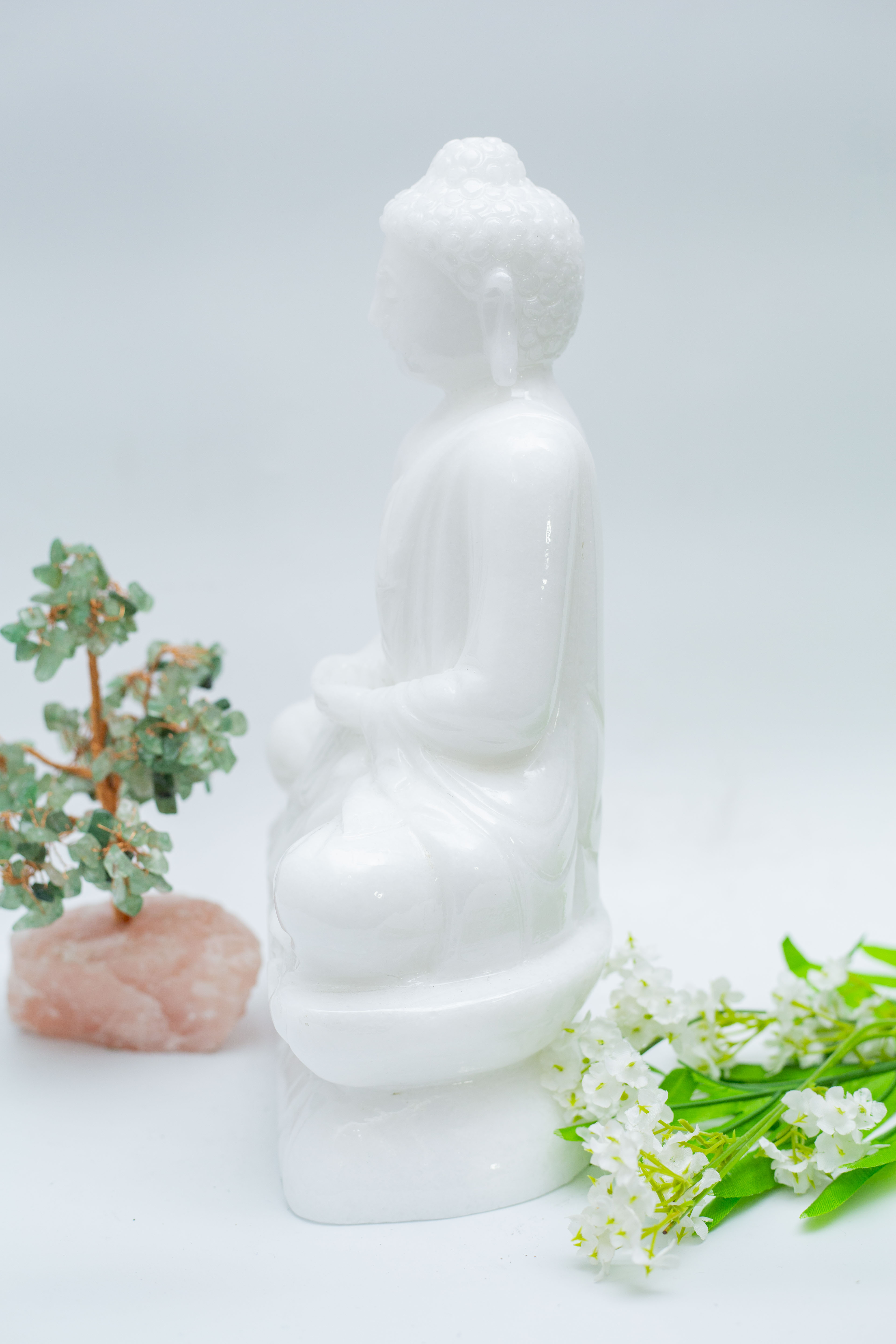 Tượng Phật thích ca trắng đá tự nhiên cao - cao 30cm - nặng 6kg