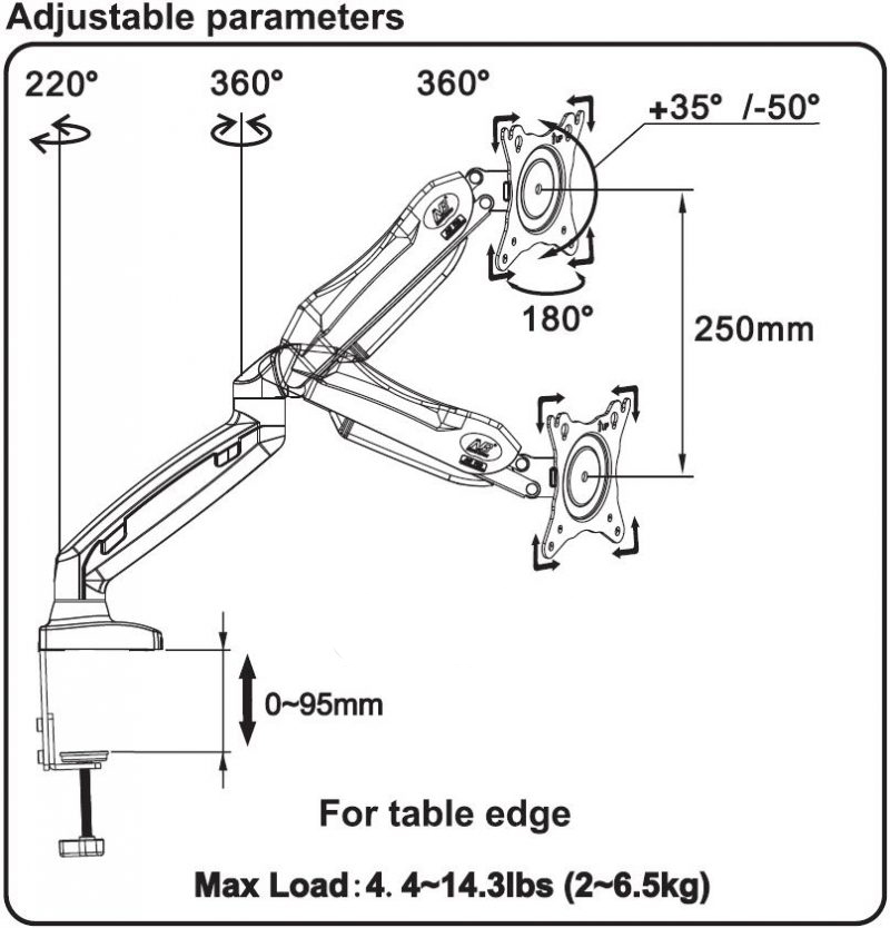 Giá Treo Tivi Máy Tính Để Bàn F80 (17-27 inch) - Hàng nhập khẩu