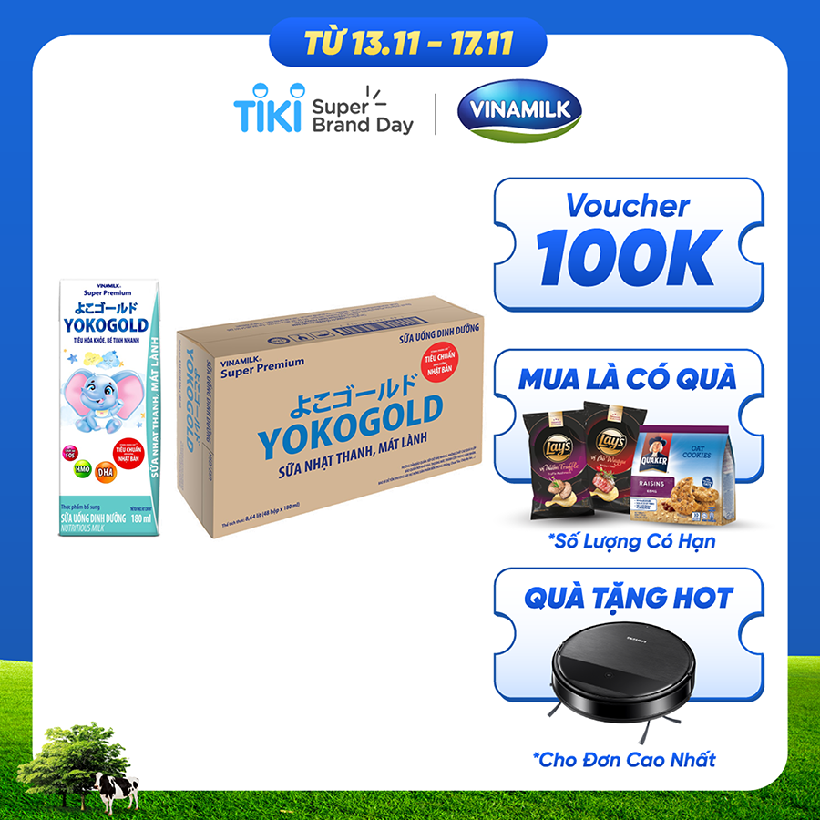 Thùng 48 hộp sữa YOKOGOLD pha sẵn 180ml