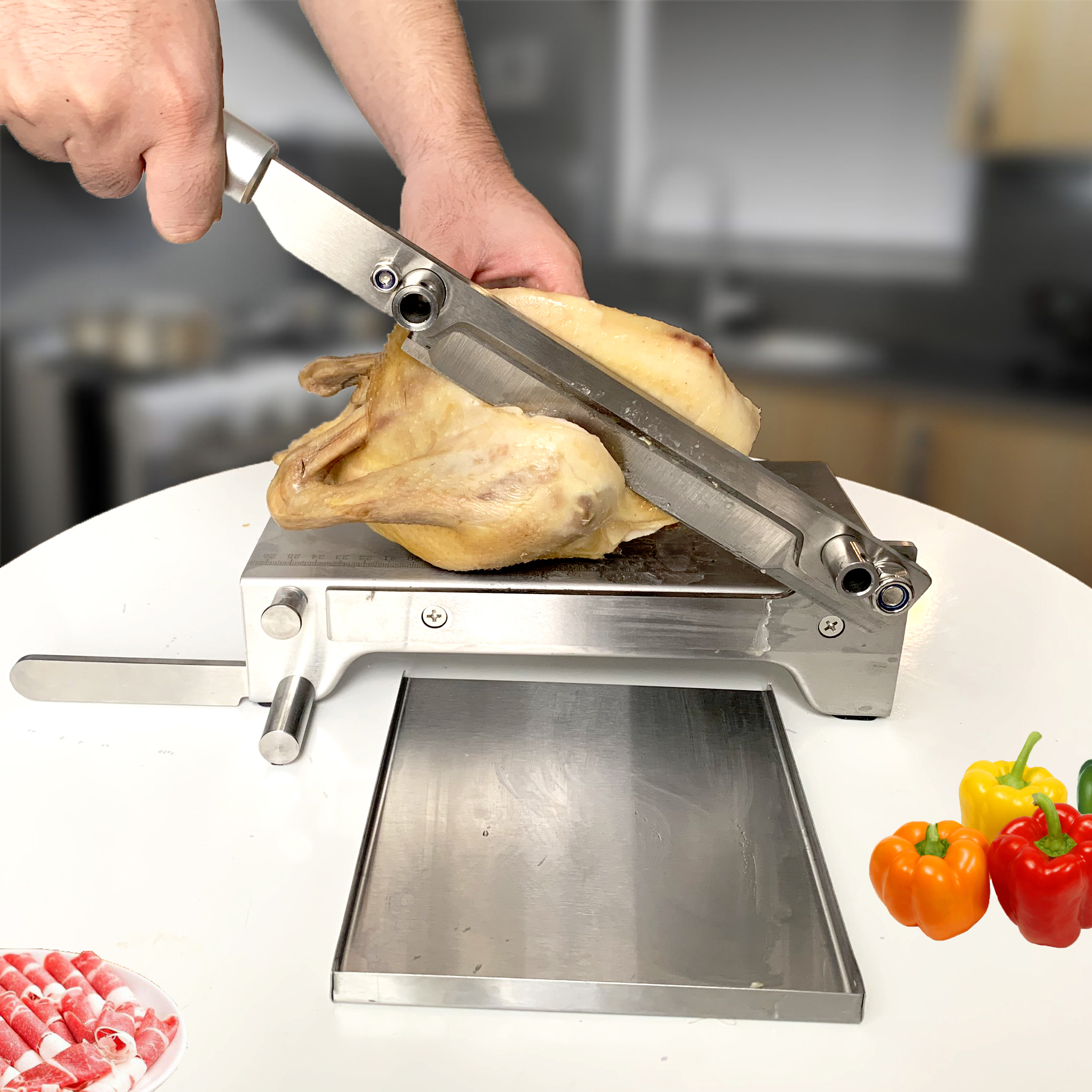 Dao thái đa năng - Thái thịt đông lạnh - Chặt thịt gà FOODCOM CAO CẤP ( Inox 304) - BẢN PHỔ THÔNG