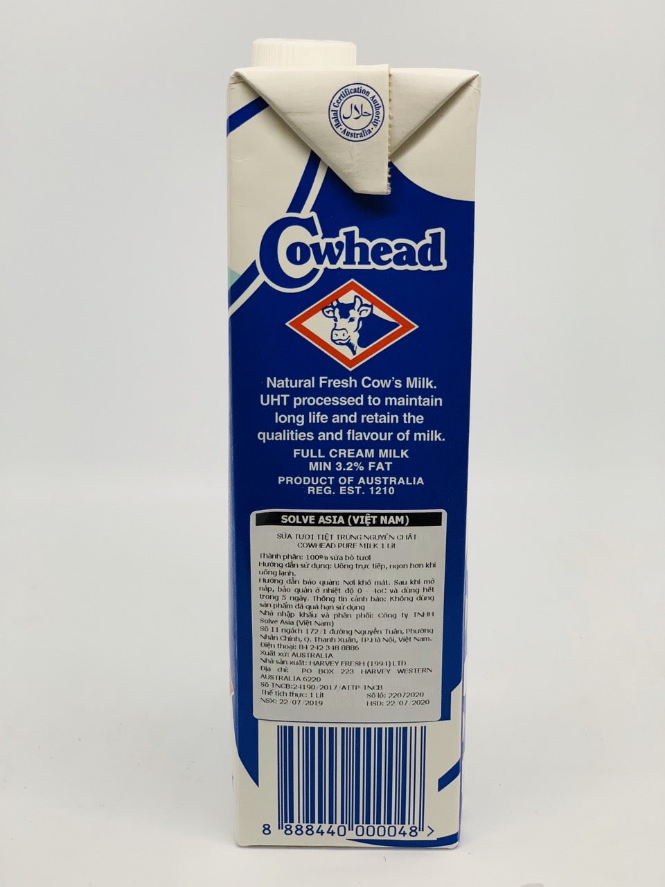 6 Hộp Sữa tươi tiệt trùng nguyên kem Úc Cowhead Full Cream 1L
