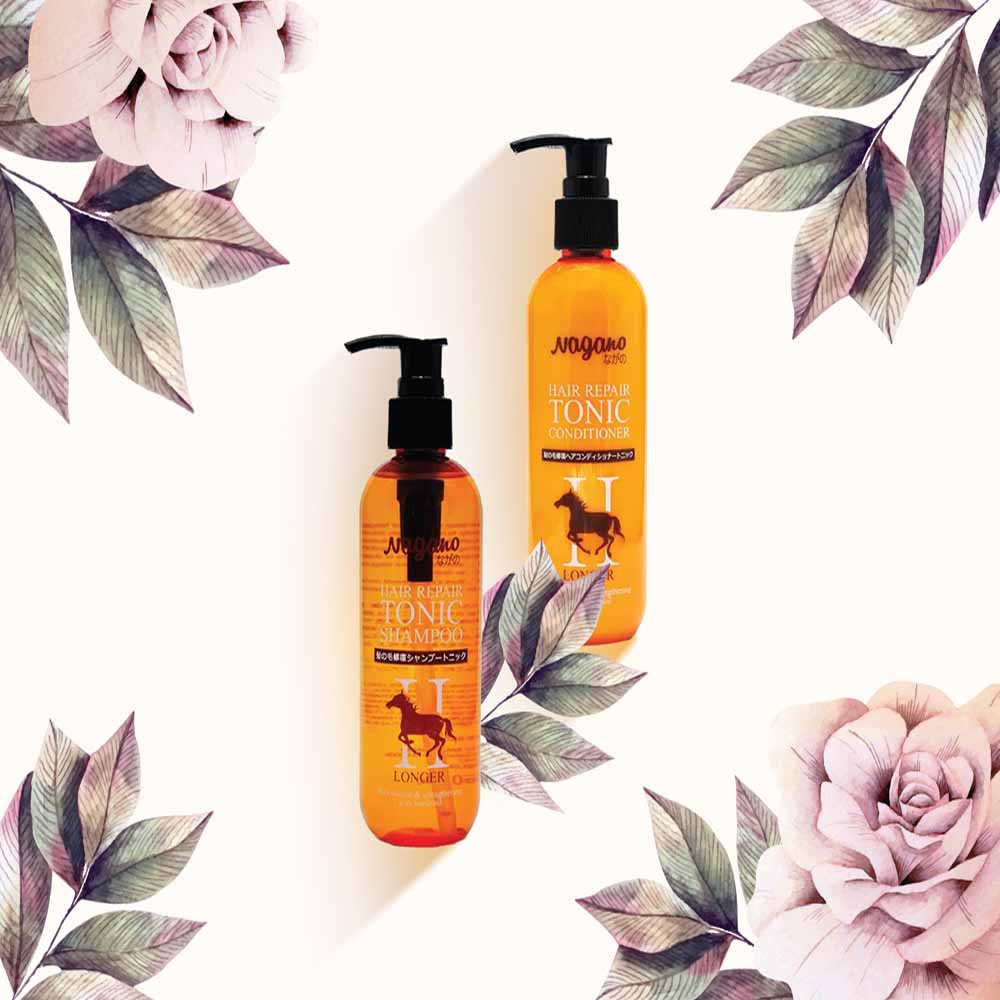 Bộ Đôi Dầu Gội Và Dầu Xả Dưỡng Tóc Chiết Xuất Từ Dầu Ngựa Nagano Japan - Hair Repair Tonic Shampoo & Hair Repair Tonic Conditioner - Chuyên điều trị và phục hồi tóc hư tổn